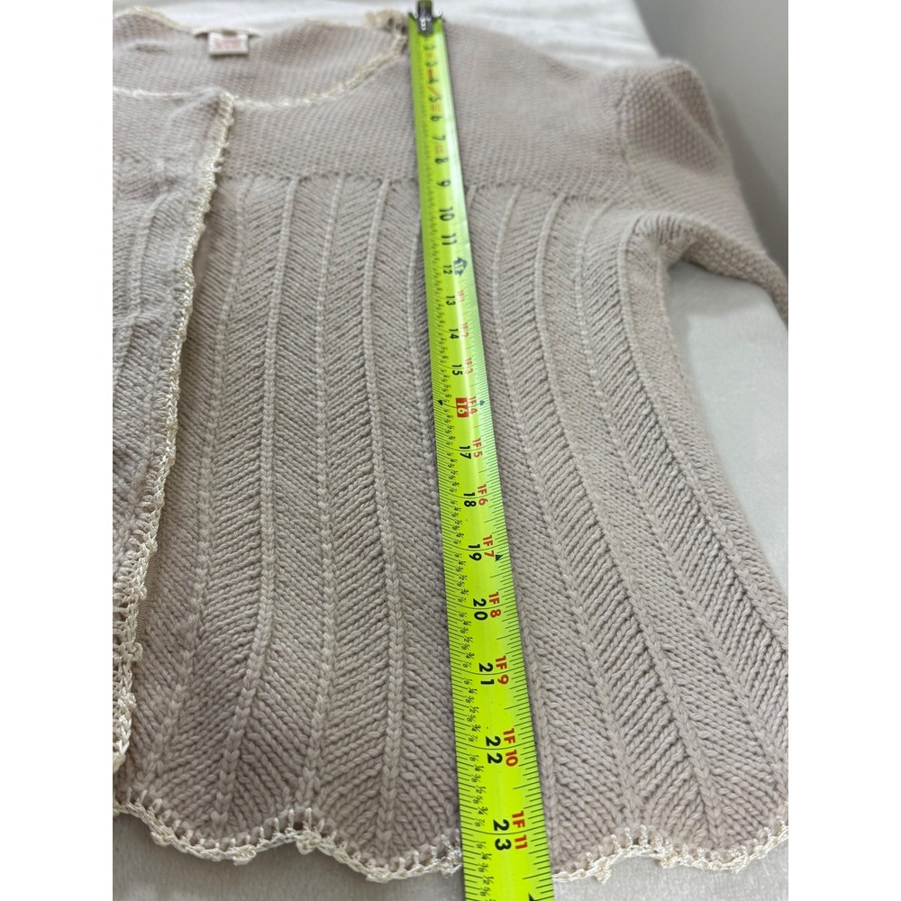 Sundance Women's L Cashmere Angora Lambswool Blend Open Knit Cardigan Beige Boho - Picture 7 of 9